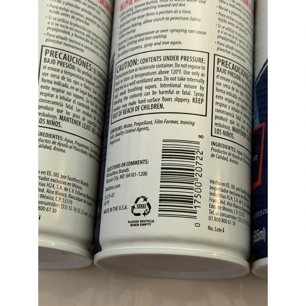 Faultless Heavy Hold Ironing Enhancer Spray Starch, 20 oz‎ (3 pack)